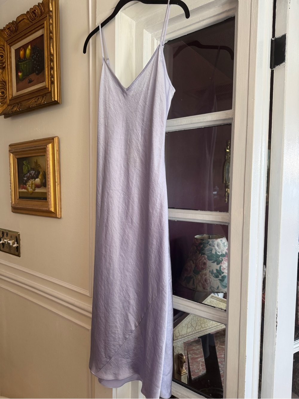 Aritzia Lilac Satin Slip Dress with V-Neck